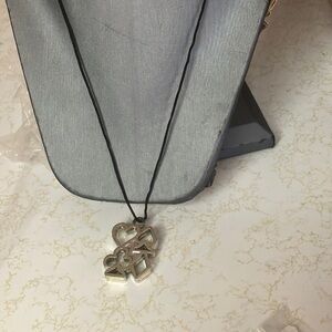 Silver poker player abstract Pendant Necklace